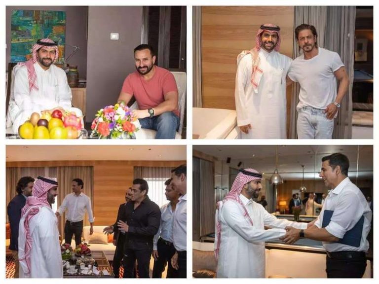 Look at Shah Rukh Khan, Salman Khan, and Akshay Kumar meeting Saudi Arabia’s Minister of Culture, Bader bin Farhan Alsaud.