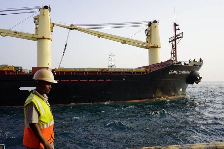A UN ship arrives in Africa carrying grain for Ethiopia’s needy people.