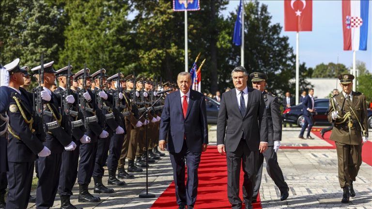 The Turkish president is in Croatia for the final leg of a three-nation Balkan tour.
