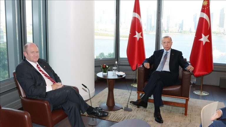 The Turkish president meets with a US senator in New York.