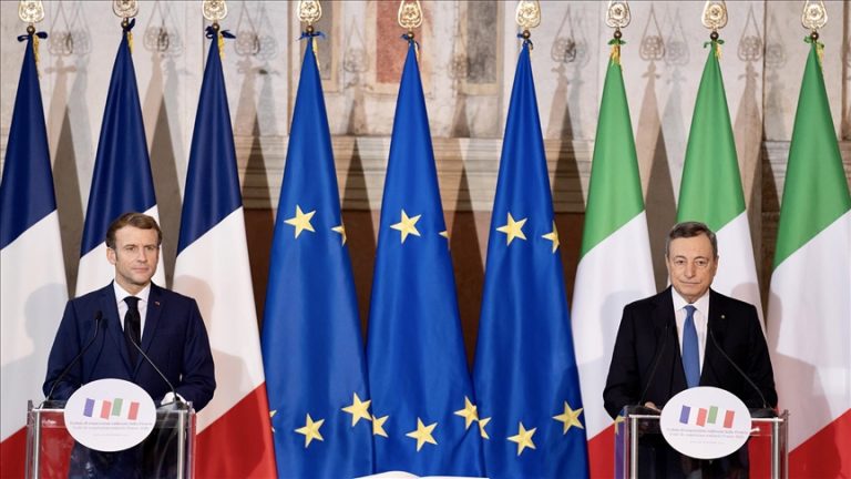 Italian premier and French president have a meeting in Paris.