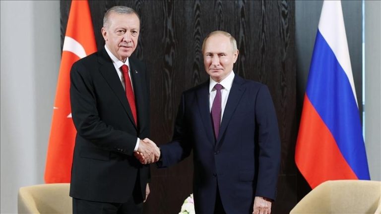 The Turkish president thanked Vladimir Putin for his support in the wake of the devastating earthquakes