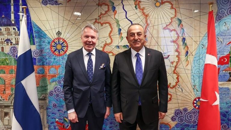 Turkish Foreign Minister congratulates Finnish Foreign Minister on Helsinki’s NATO membership.