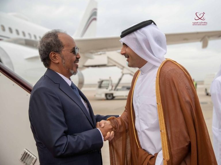 The Somali President has arrived in Doha.