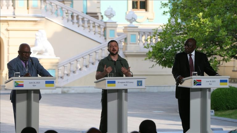 Ukraine’s president talks with African leaders in Kyiv to advance peace efforts.