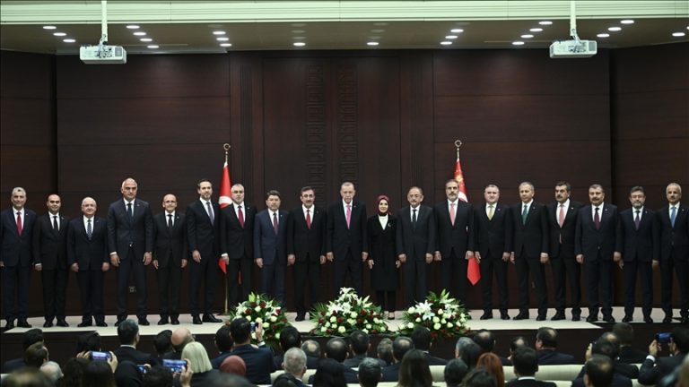 Turkish President Erdogan introduces his new Cabinet.