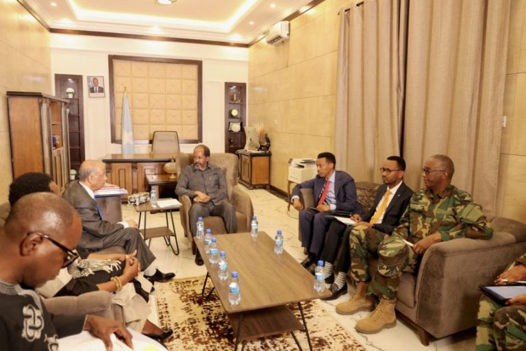 President Hassan meets with UN Under-Secretary-General Ban Ki-moon to address security challenges.