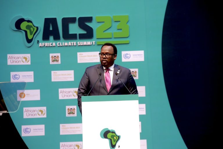 The Deputy Prime Minister delivers a speech during the Africa Climate Summit in Nairobi.