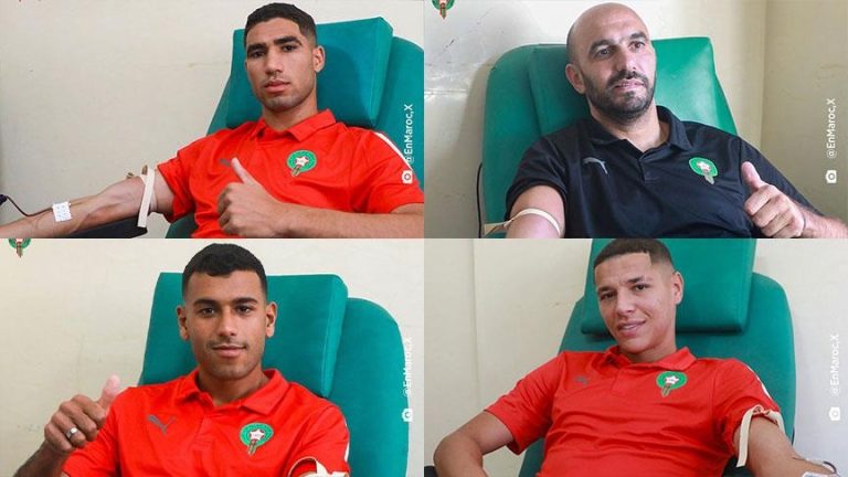 In the aftermath of the terrible earthquake, Moroccan football players donate blood.