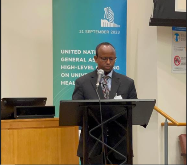 Somali Health Minister attends a United Nations forum on health.