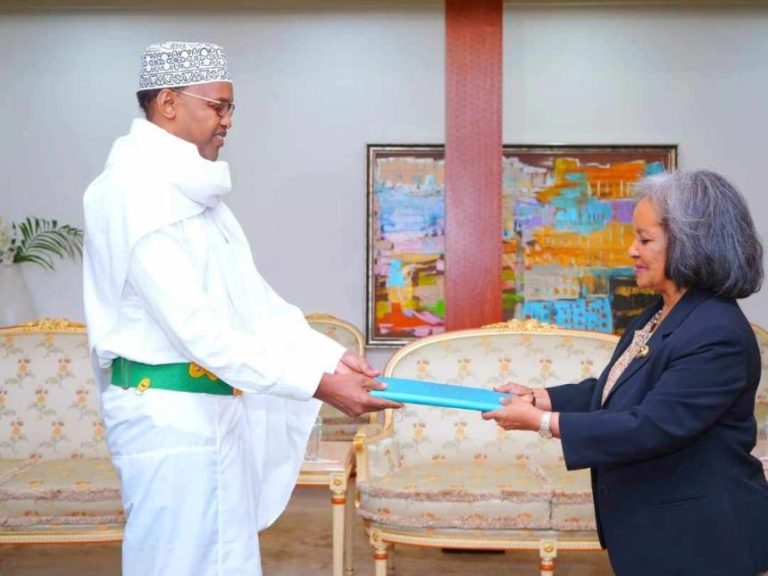 Strengthening bilateral ties, the Somali ambassador presents his credentials to the president of Ethiopia.