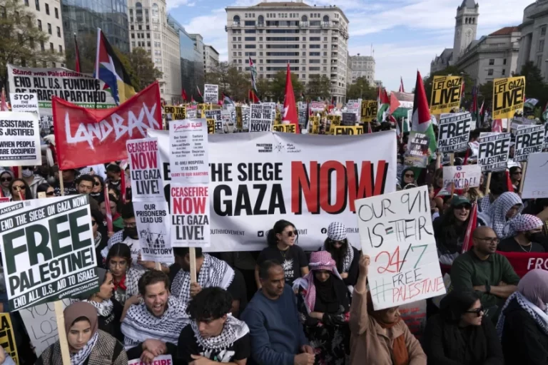 Protest marches from US to Berlin call for immediate halt to Israeli bombing of Gaza