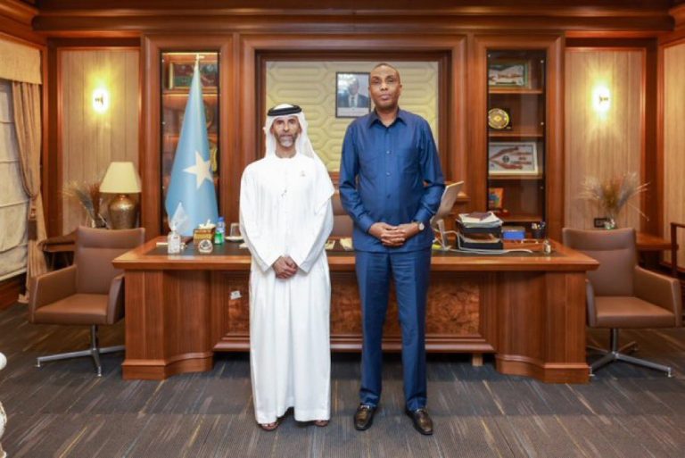 Prime Minister Barre meets with the UAE Envoy to Somalia to discuss strengthening bilateral cooperation and counterterrorism measures.