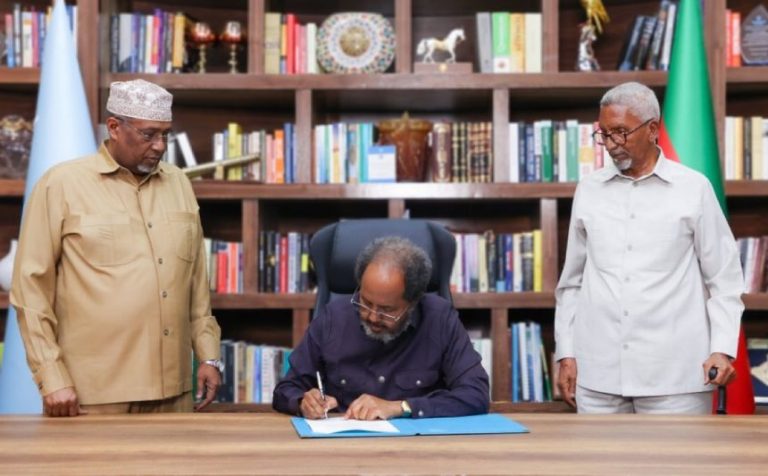 President Hassan Sheikh signs legislation repealing an unconstitutional Memorandum of Understanding between Ethiopia and Somaliland.