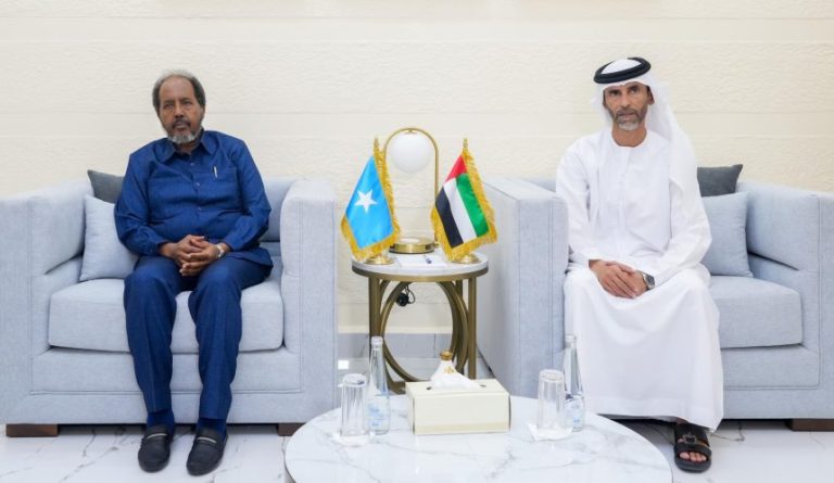 President Hassan Sheikh meets the UAE ambassador in Mogadishu.