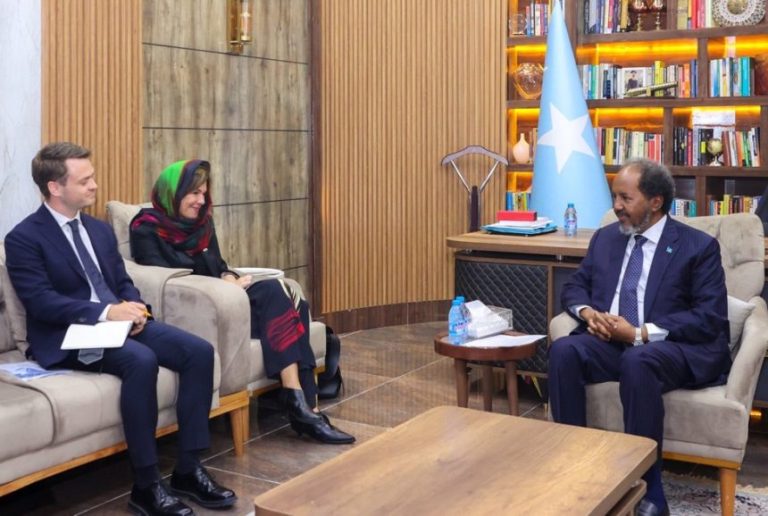President Hassan Sheikh meets the EU Ambassador to Somalia.