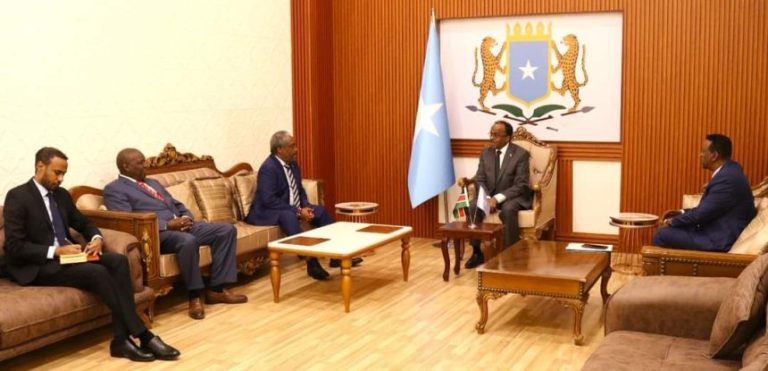 The foreign minister receives a copy of the credentials of the new Kenyan ambassador.