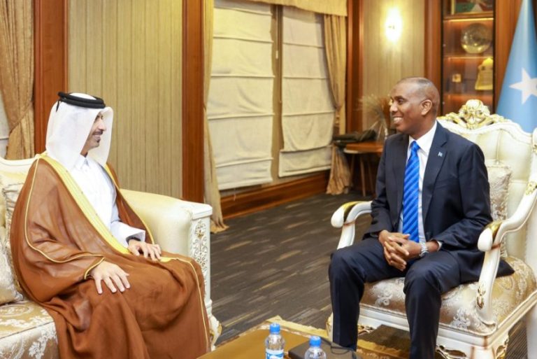 Prime Minister Hamza meets with the Ambassador of Qatar to Somalia.