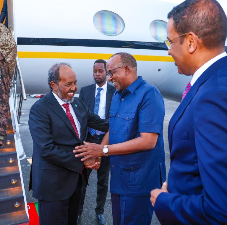 President Hassan Sheikh arrived in Nairobi for the African Heads of State Summit.