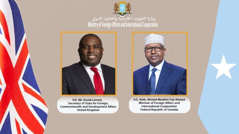 The Foreign Minister of Somalia congratulates his new colleague in the UK.