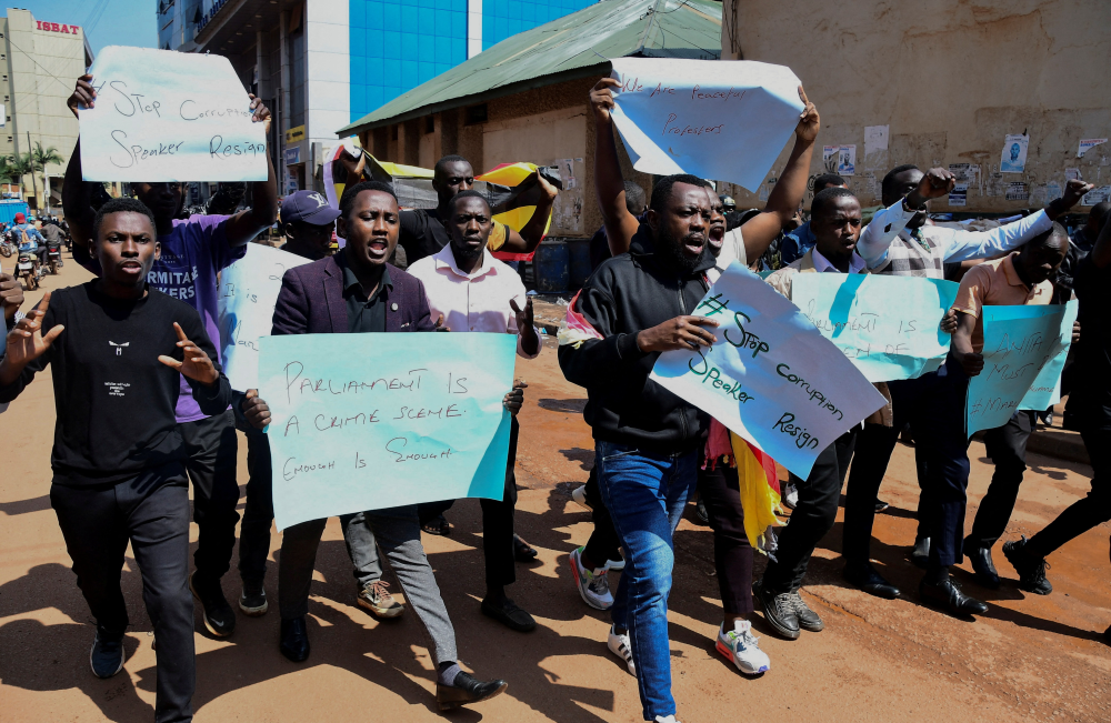 Ugandan Youth in the streets protesting