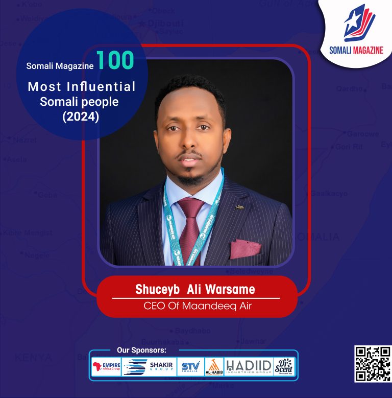 Shueib Ali Warsame: CEO and Founder of Maandeeq Air is Among Somali Magazine’s 100 Most Influential Somali People 2024