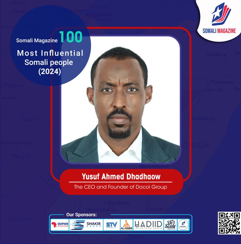 Yusuf Ahmed Dhadhaow, known for his visionary leadership and transformative contributions, is among the list of the 100 Most Influential Somali People of 2024.