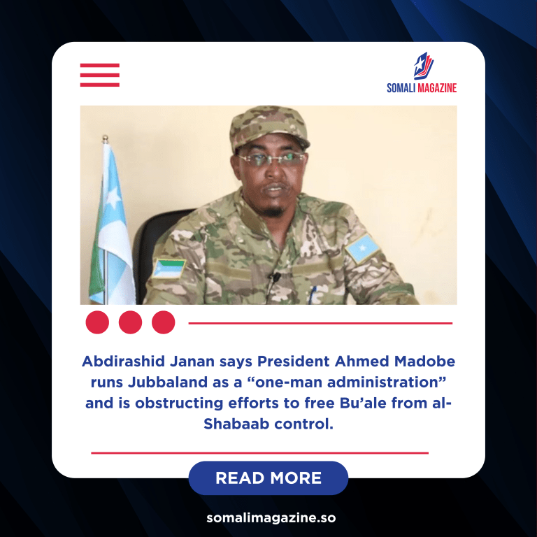 Federal Intelligence Chief Accuses Jubbaland Leader of Blocking Development