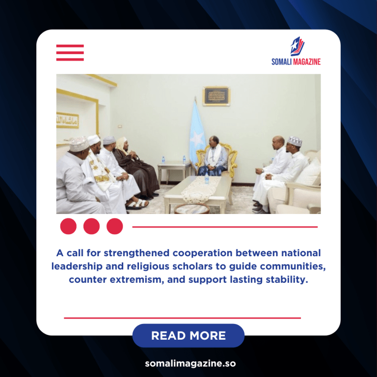 President Hassan Sheikh Meets Sheikh Ali Sufi to Discuss Peace, Unity, and the Role of Scholars in Somalia