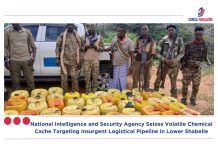 National Intelligence and Security Agency Seizes Volatile Chemical Cache Targeting Insurgent Logistical Pipeline in Lower Shabelle