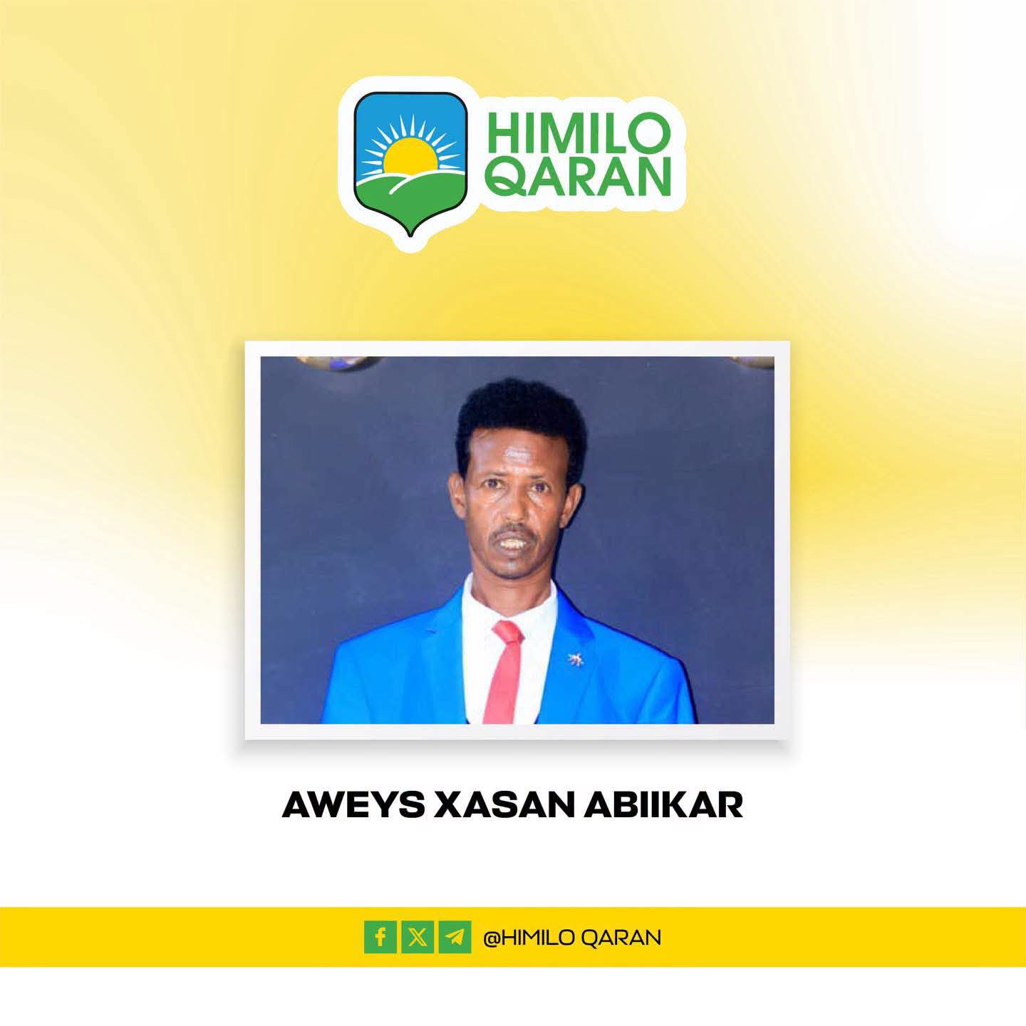 Himilo Qaran Condemns Arrest of Aweys Xasan Abiikar, Calls for His Immediate Release