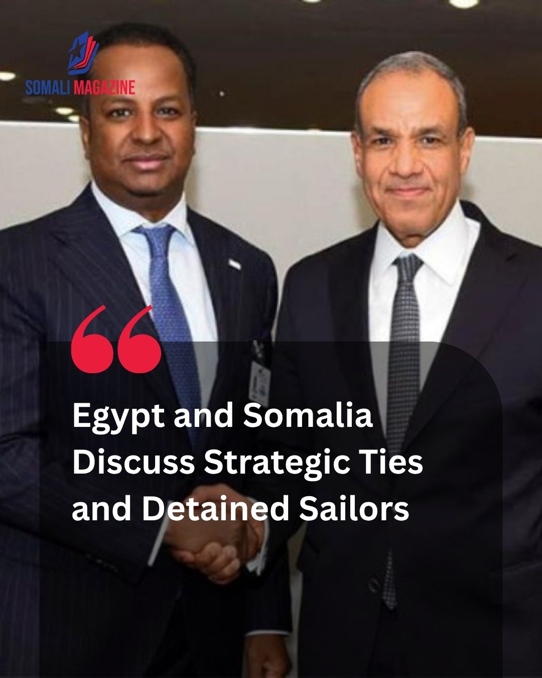 Egypt and Somalia Discuss Strengthening Strategic Partnership and Efforts to Free Detained Sailors