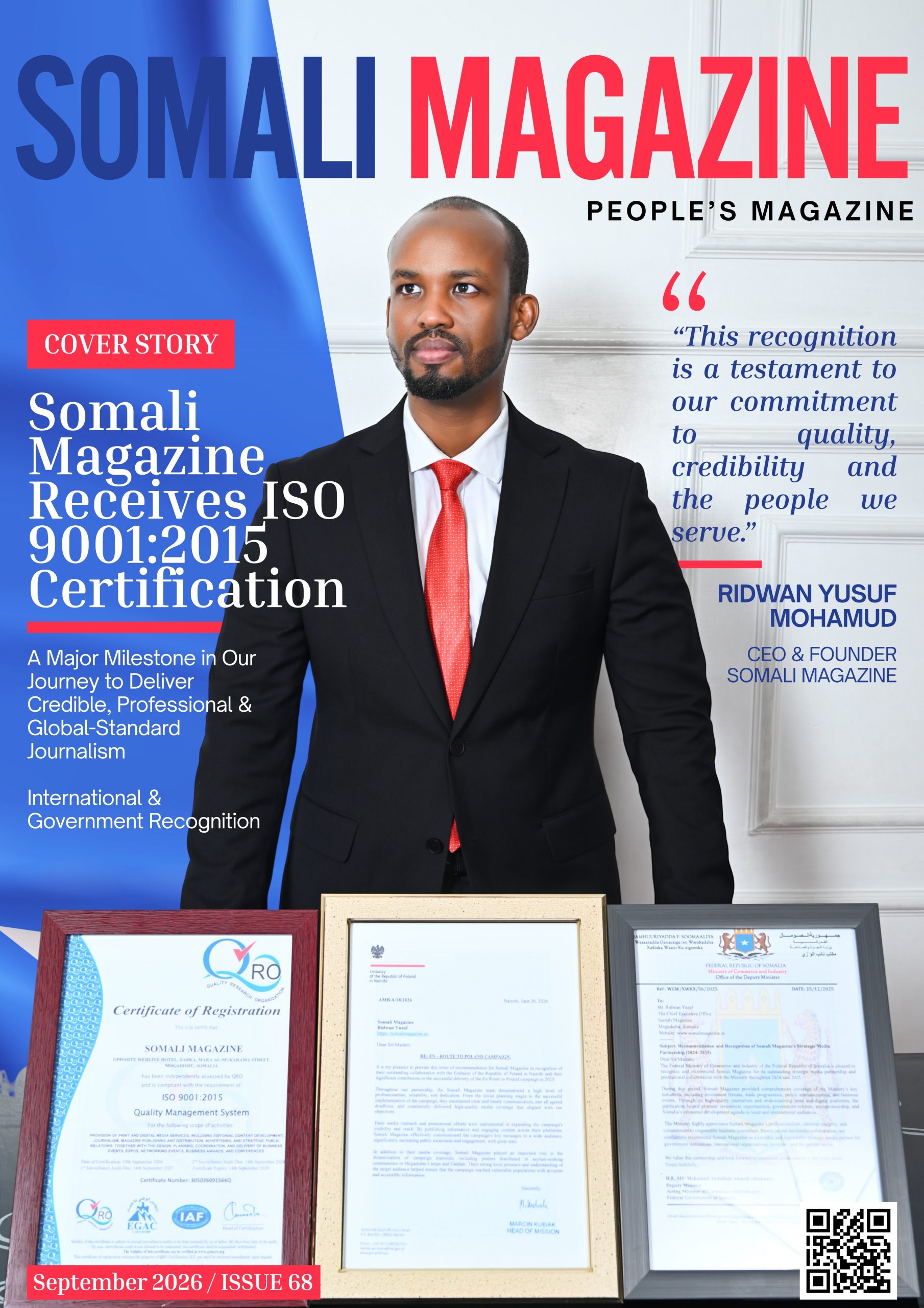 Somali Magazine Issue 68 – Eight Years of Somali Magazine: Celebrating a Milestone of Excellence, Trust, and Institutional Growth