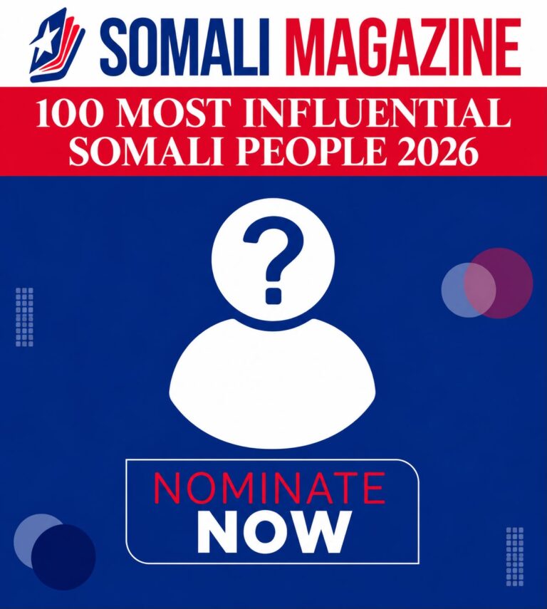 Somali Magazine Opens 2026 Nomination Portal: Nominate Your Hero for the 100 Most Influential Somali People and Person of the Year