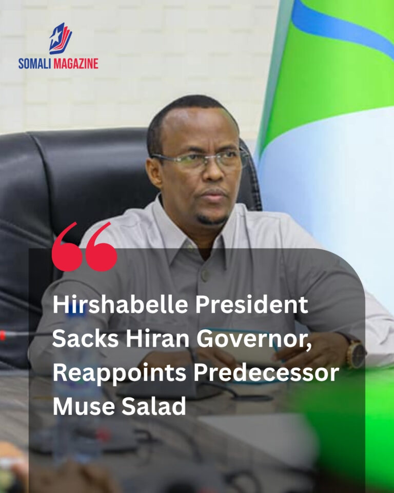 Regional Administrative Shake-Up as Hirshabelle President Dismisses Hiran Governor, Reappoints Predecessor